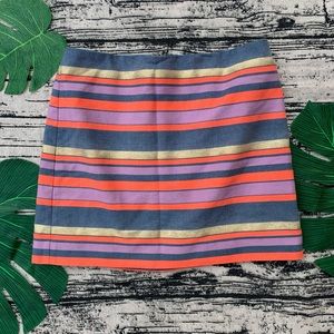 J Crew Striped metallic gold skirt